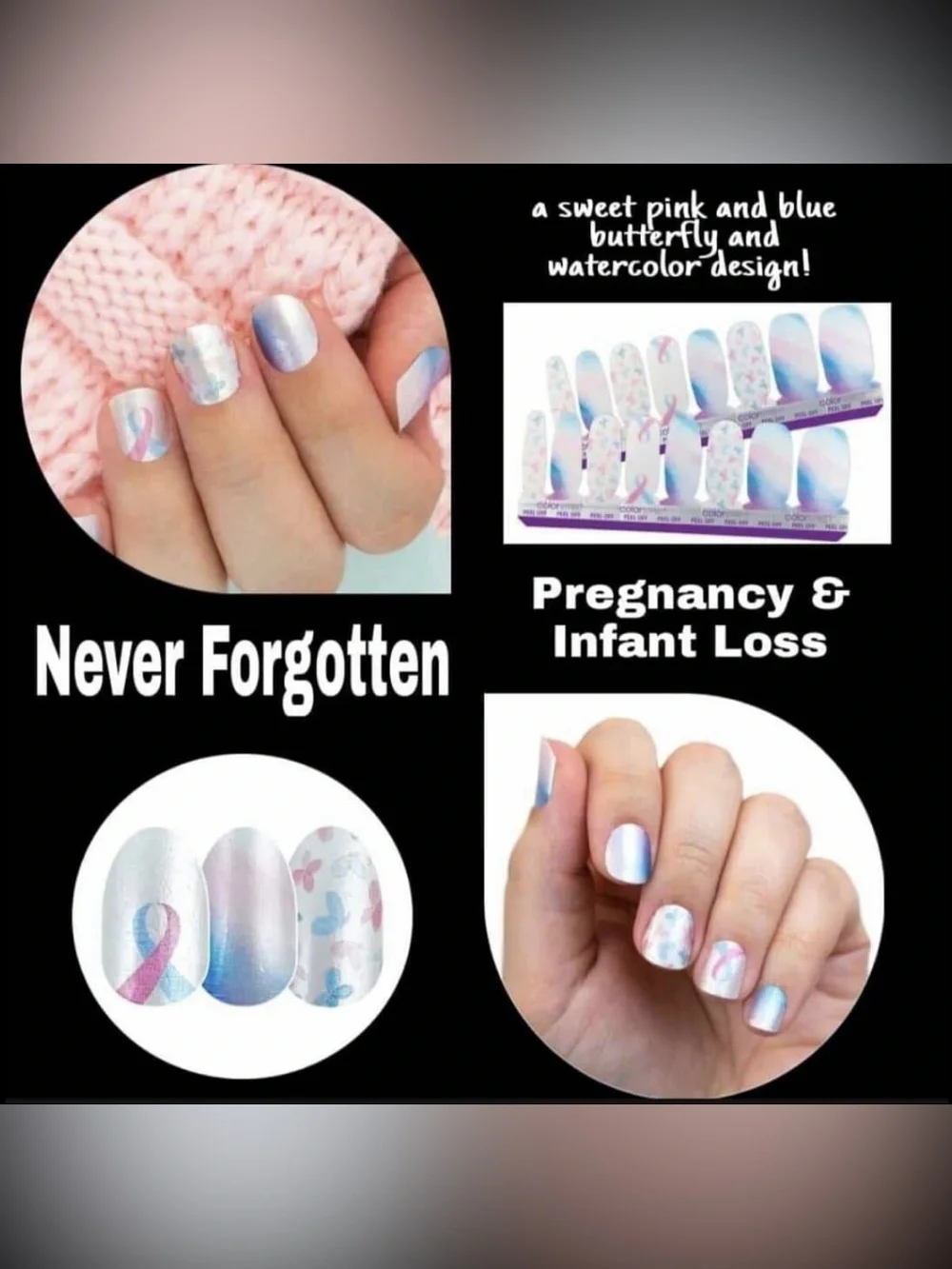 Color Street Pastel Pink & Blue Butterfly Nail Strips